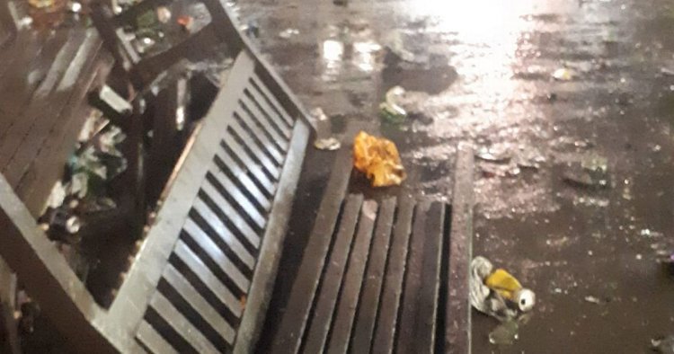 George Square benches vandalised following Rangers fans gathering