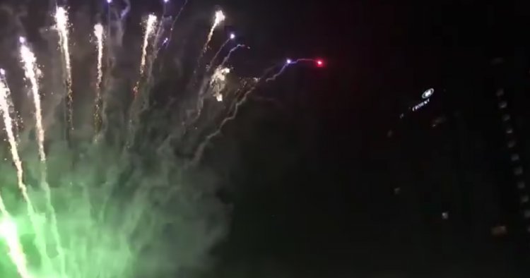 Rangers fans set off fireworks outside Slavia Prague's hotel