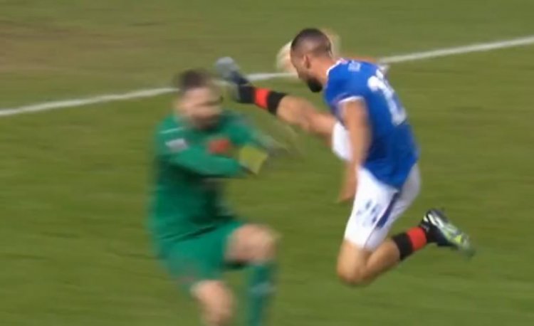 Video: Rangers' Europa hopes in tatters as Kemar Roofe sees a straight red for almost taking the keeper's head off