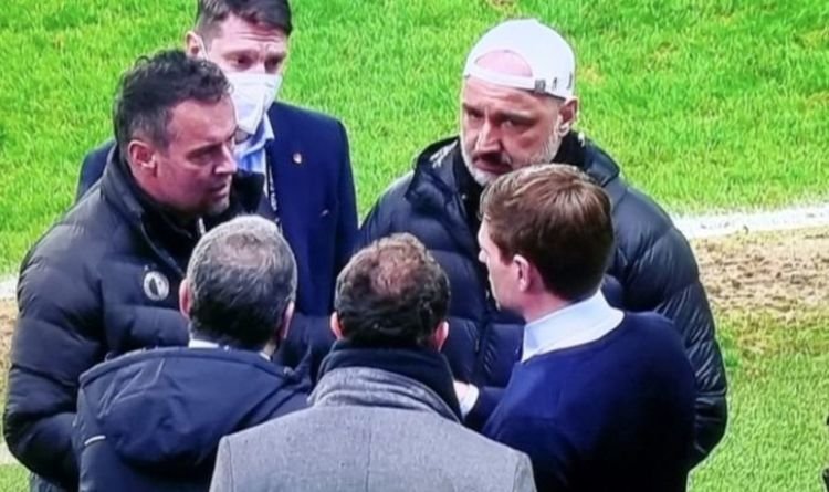 Steven Gerrard clashes with Slavia Prague staff after defeat over Glen Kamara incident