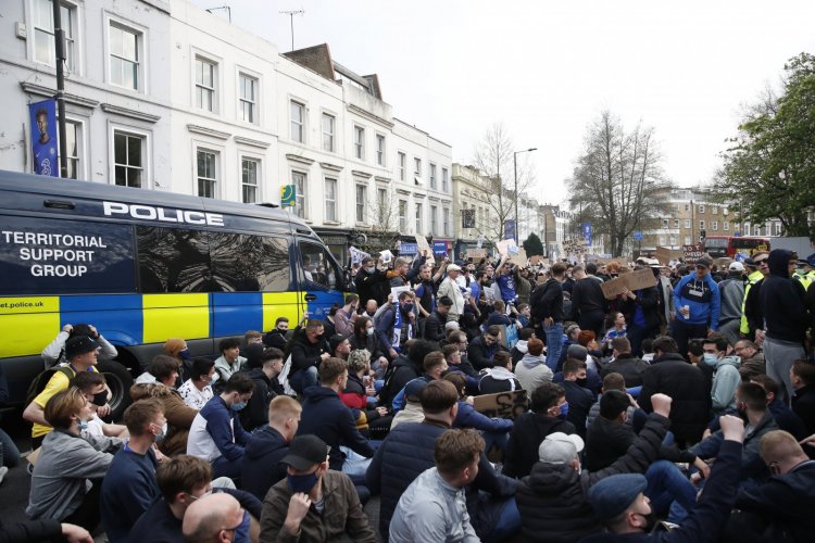 Rangers fans represented at Stamford Bridge protests