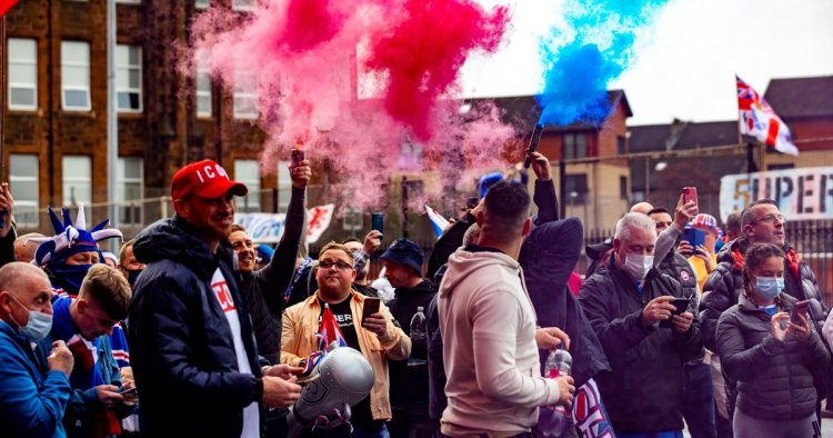 Cops tell Rangers fans to 'disperse' as crowds gather outside Ibrox