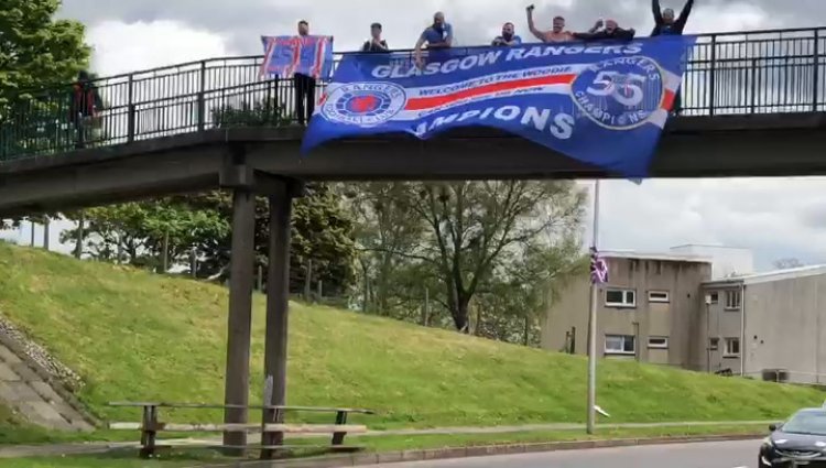 Rangers fans in Union Jack 55 tribute in East Kilbride