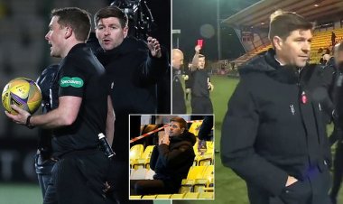 Rangers boss Steven Gerrard sent off at half-time in Livingston clash