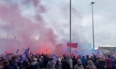 Rangers fans line the streets as Steven Gerrard's side close in on title