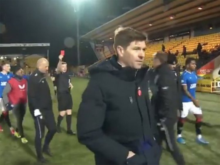 Rangers boss Steven Gerrard gets red card at half-time for confronting referee: 'You're bang out of order'
