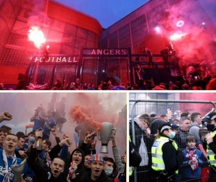 'Our priority was public safety': 28 arrested after Rangers title celebrations as fans attacked officers