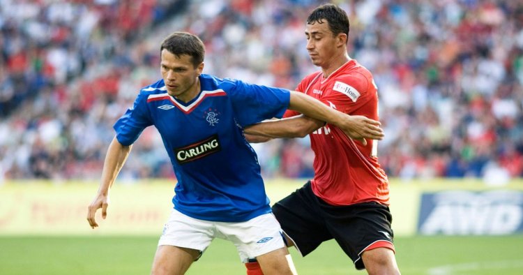 Libor Sionko cheering on Slavia Prague against former side Rangers