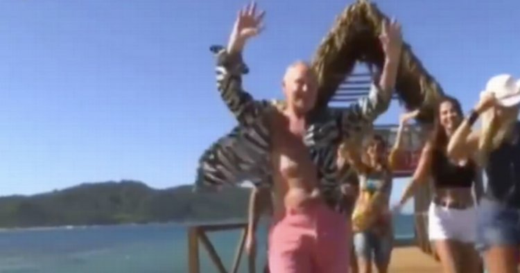 Bare-chested Gazza filmed arriving for I'm a Celeb in Italy
