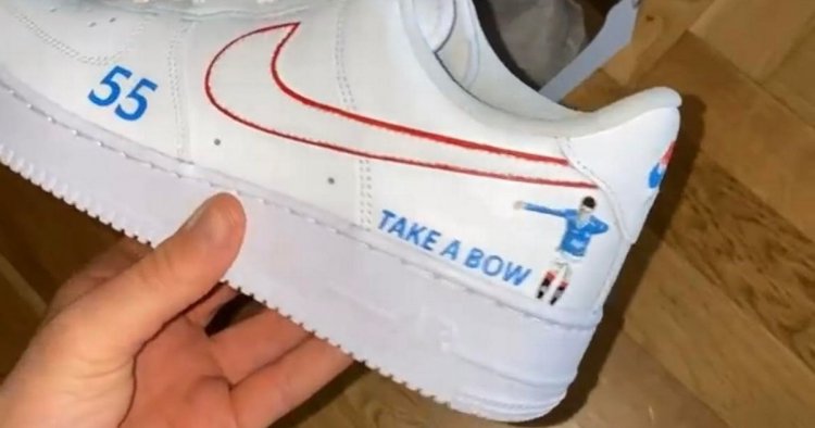 Ianis Hagi shows off custom Rangers trainers featuring his Ibrox baby trademark