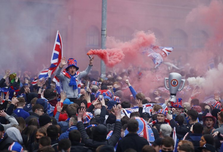 Rangers flags go up in George Square
