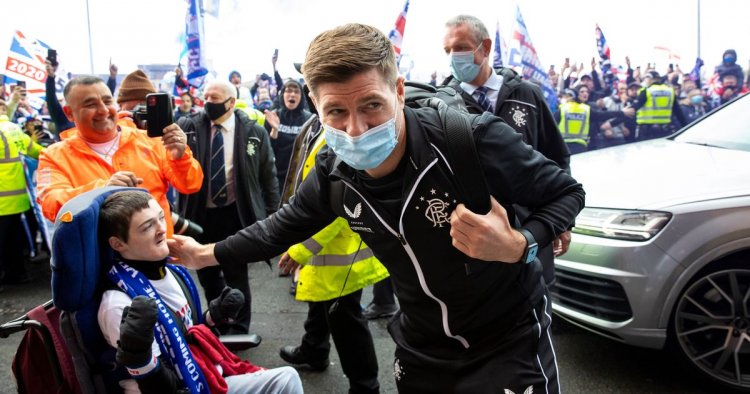Steven Gerrard greets jubilant Rangers fans as punters descend on Ibrox