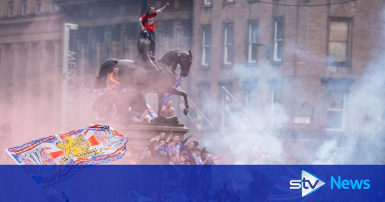 Three police injured and 20 arrested after Rangers title party